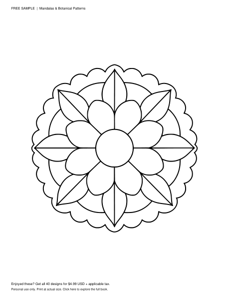 Free mandala and botanical coloring design 1