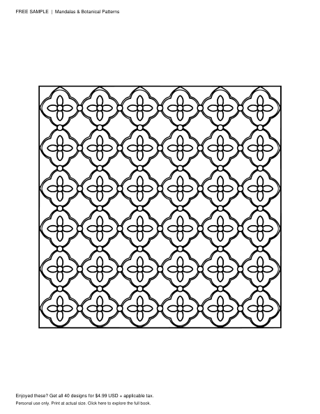 Free mandala and botanical coloring design 2
